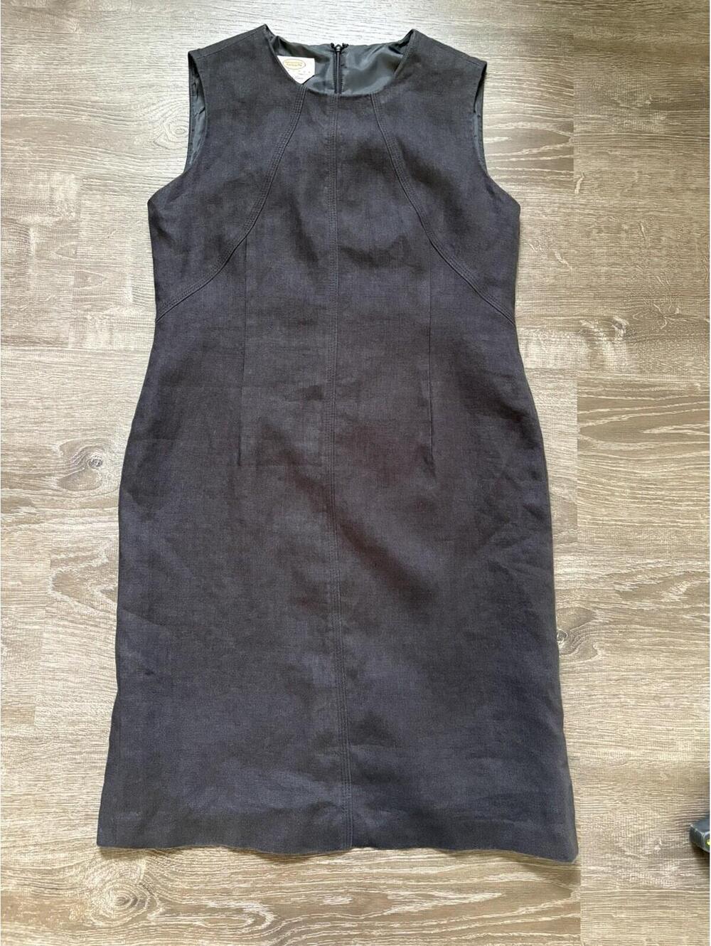 Talbots Womens Dress 12 Petite  Black Irish Linen Sleeveless Boat Neck